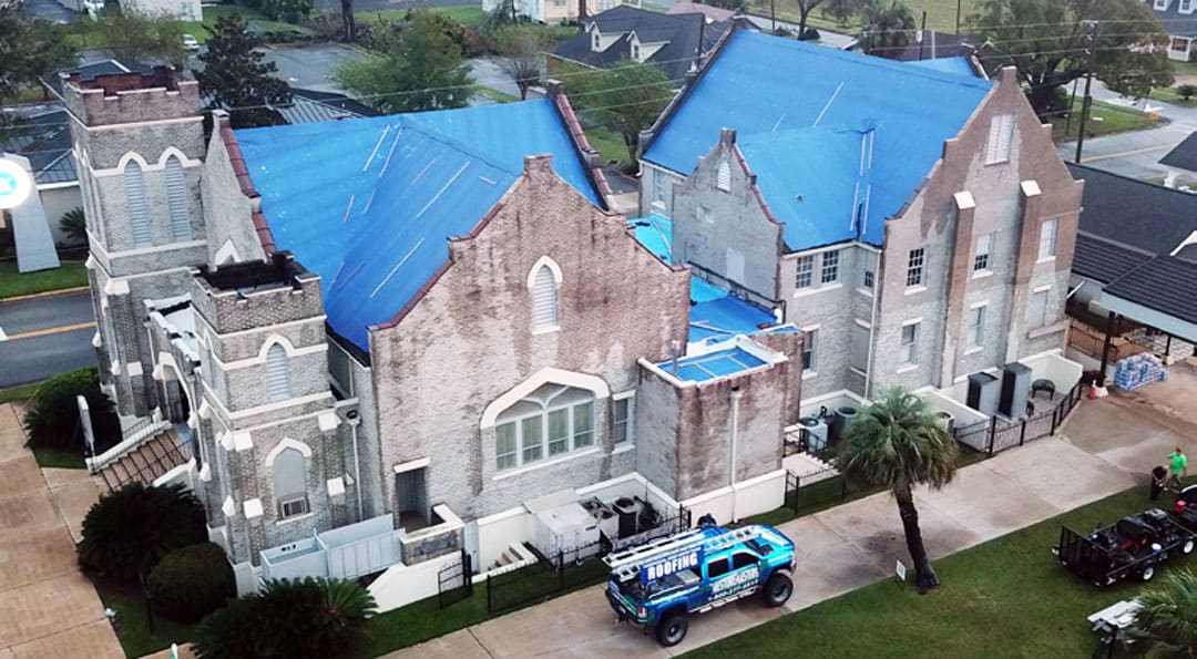 Emergency Roof Tarping Church Roof