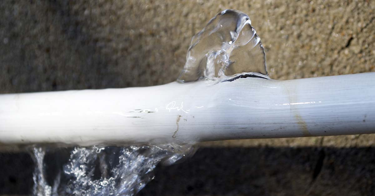 Water Flowing From Frozen Pipe