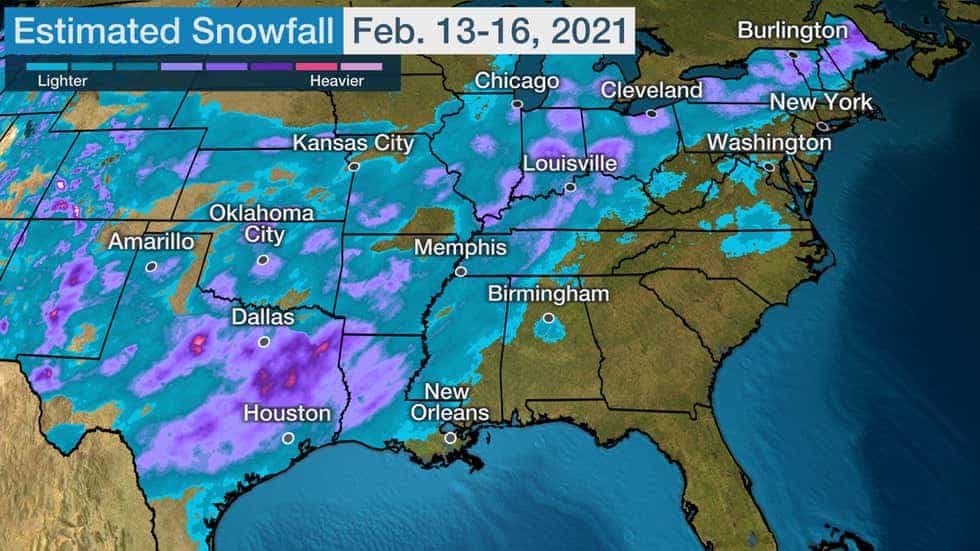 Winter Storm Uri Snowfall Map
