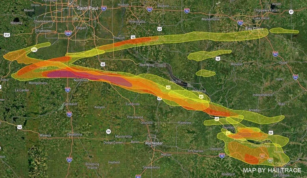 Hail Storm Causes Roof Damage in Southeast Minnesota & Southwest Wisconsin on June 17, 2021