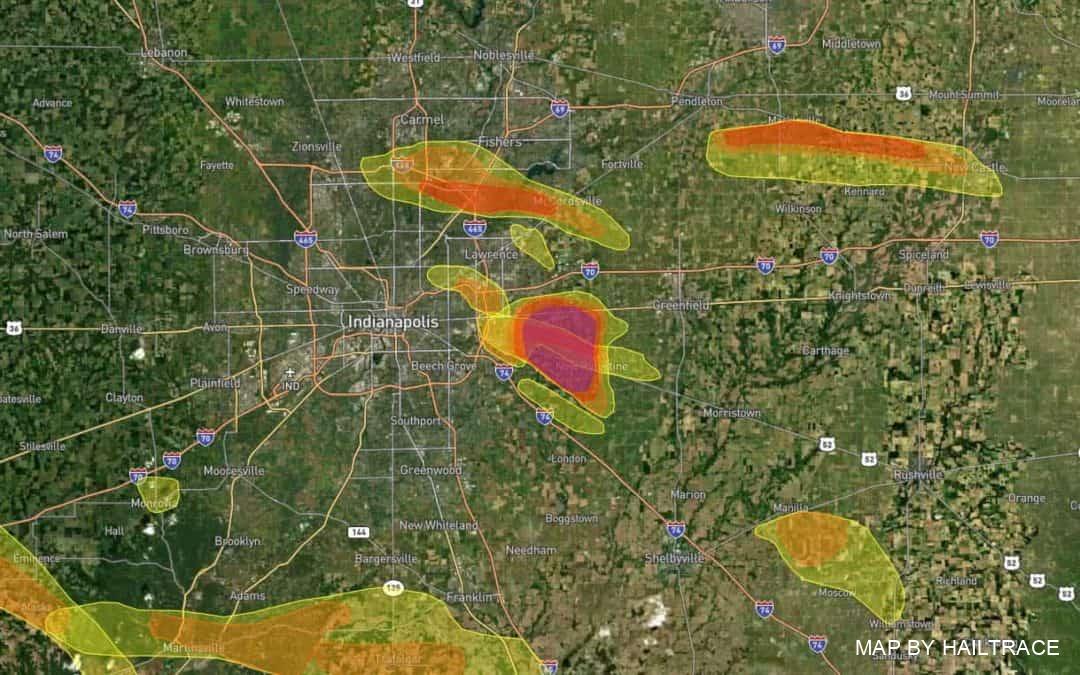 Crushing Wind & Hail Storm Causes Roof Damage in Indianapolis, IN on June 18, 2021