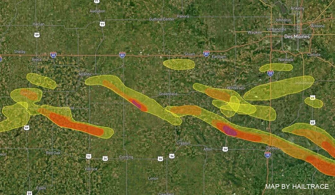 Hail Storm on June 18, 2021 Causes Roof Damage in Southern Iowa
