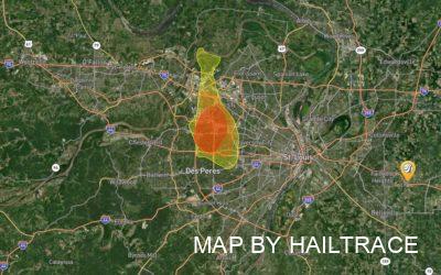 Hail Storm Causes Roof Damage in Maryland Heights, St. Louis Area on July 9, 2021