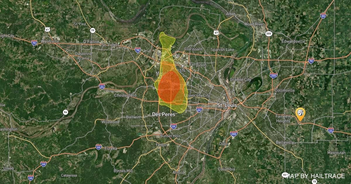 Hail Storm Causes Roof Damage in Maryland Heights, St. Louis Area on July 9, 2021