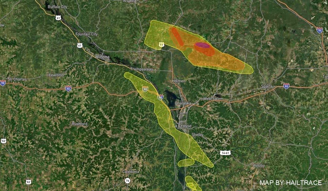Powerful Hail Storm on July 27, 2021 Causes Roof Damage Near LaCrosse, WI
