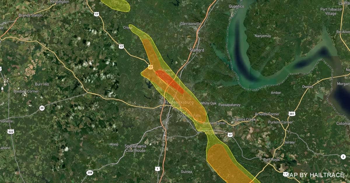 Fredericksburg, VA Hail Map 7/29/21