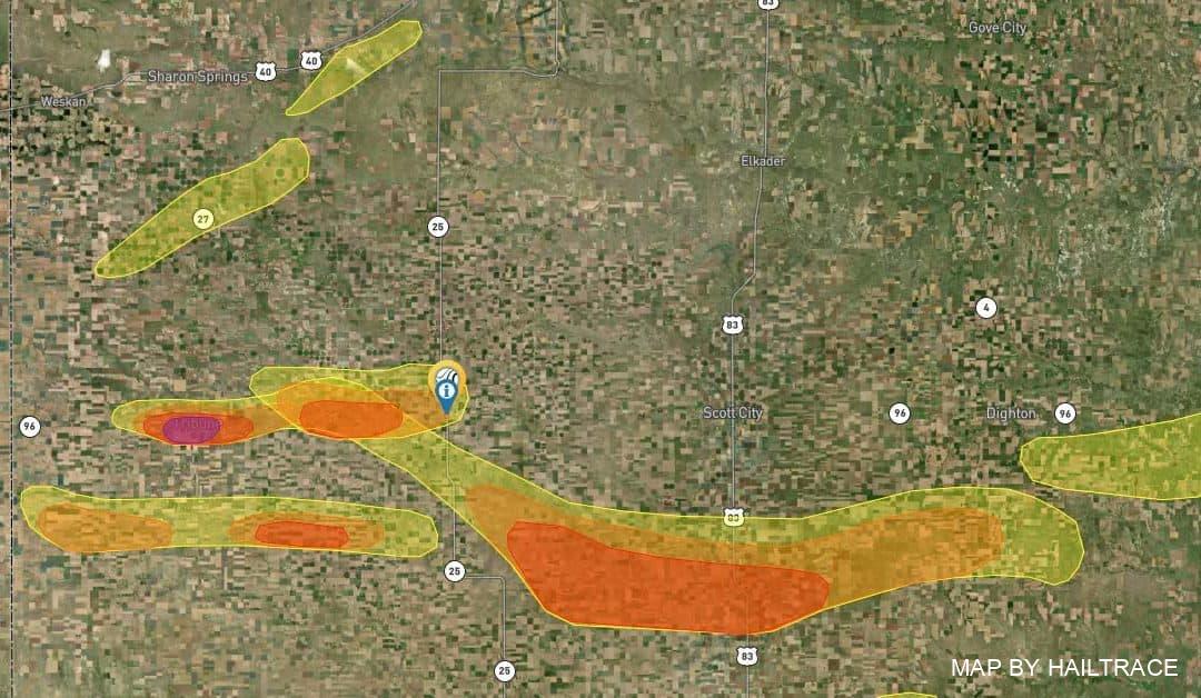 Monster Hail Storm Crushes Roofs in Western Kansas on August 7, 2021