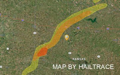 Wind & Hail Storm Causes Roof Damage Near Russell, KS on August 10, 2021