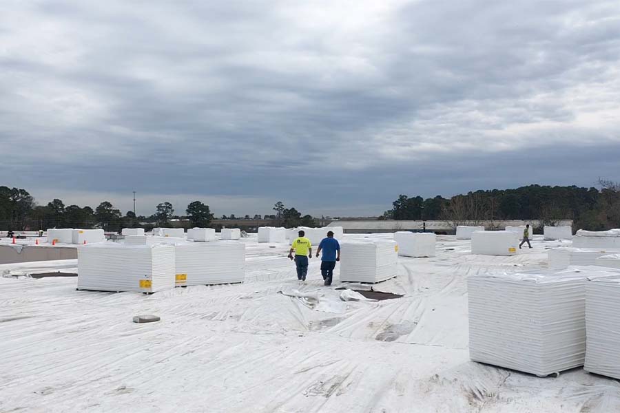 TPO Installation Material Staging