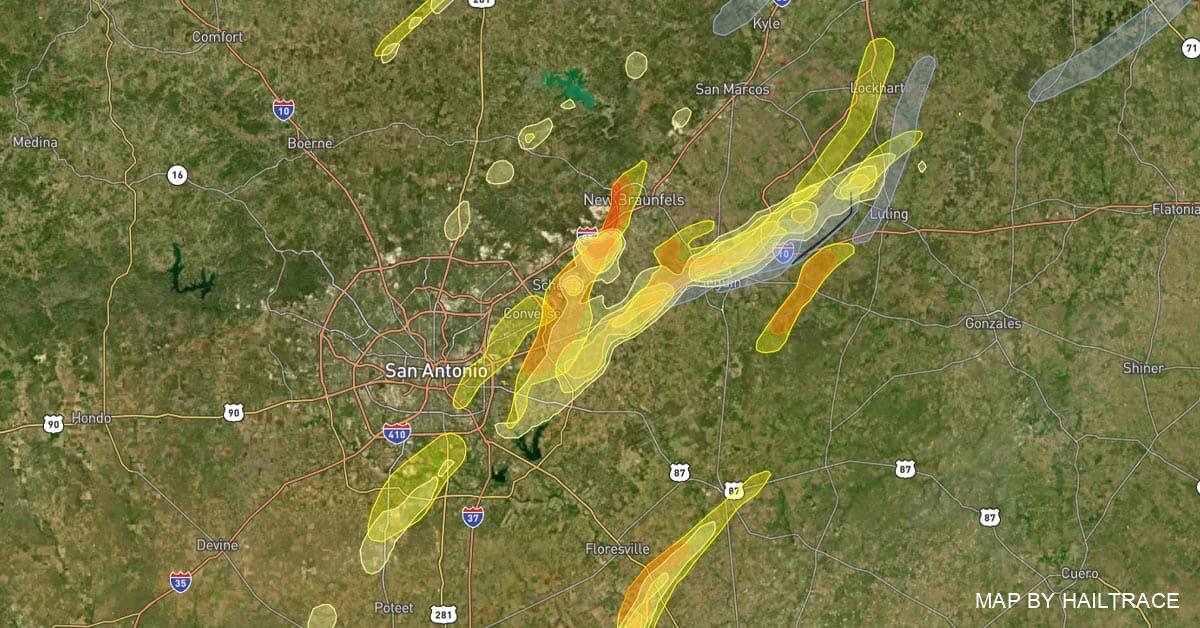 Wind Hail Storm Map New Braunfels Texas - March 21, 2022