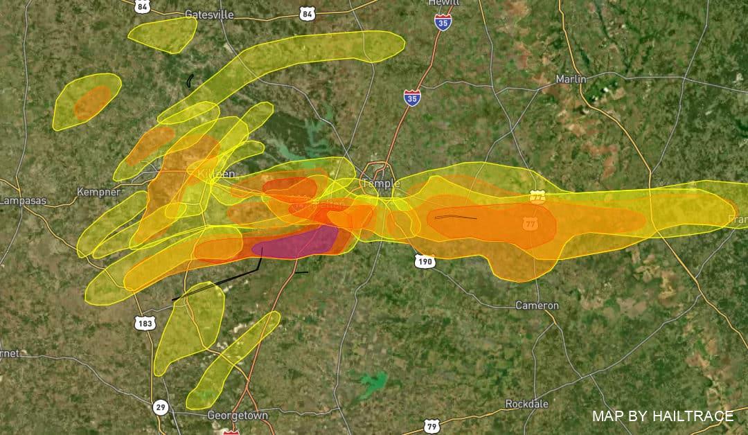 Roof Repair Contractor Responds to Massive Hail Strikes in Temple, Killeen & Across Bell County, TX Tuesday, April 12, 2022