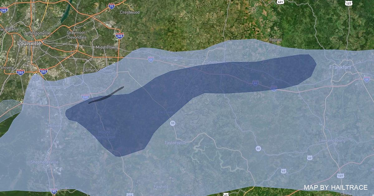 Louisville, Kentucky Tornado Wind Hail Storm Map April 13, 2022