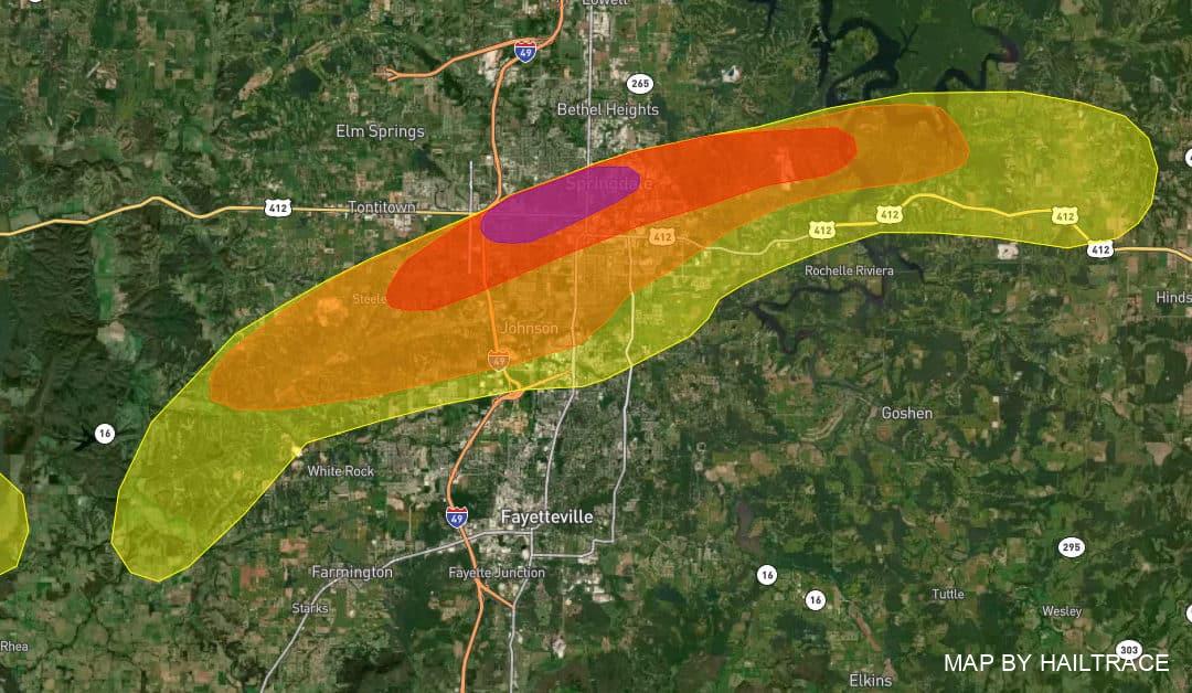 Roof Leak Repair Needed After Hailstorm Pelts Northwest Arkansas on Friday, April 15, 2022