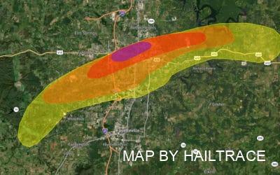 Roof Leak Repair Needed After Hailstorm Pelts Northwest Arkansas on Friday, April 15, 2022