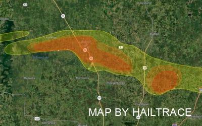 Emergency Roof Repair Crews Dispatched As Bolivar, Missouri, Pounded By Hail On Thursday, April 21, 2022