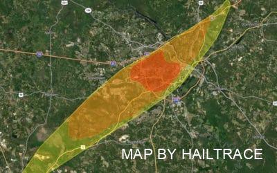 Emergency Roofing Contractors Respond To Aftermath Of Hail And Wind Storm in Augusta, Georgia on May 6, 2022