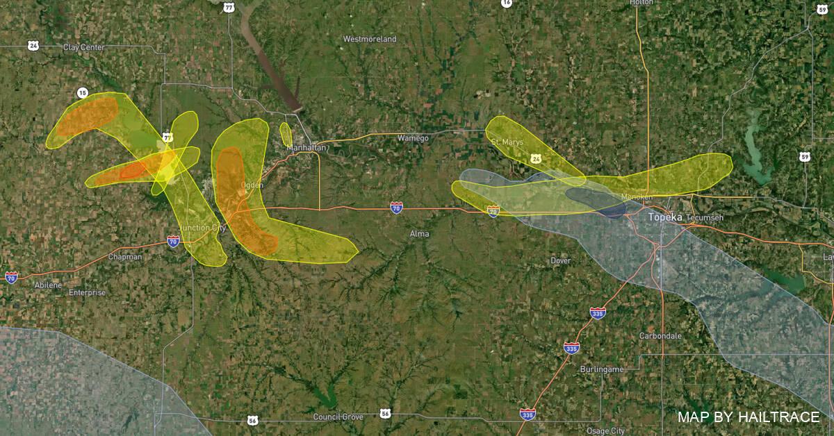 Hail Map, Topeka, Kansas, May 17, 2022