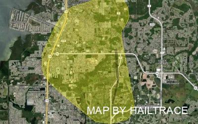 Commercial Roof Damage Inspections Underway in New Port Richey, Florida, For Tornado And Hail Damage After Storm On May 31, 2022