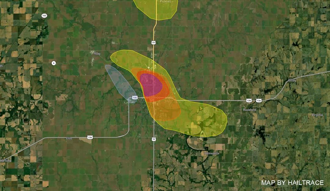 Commercial Roof Inspections in Beatrice, NE for Hail Damage Insurance Claims After Storm on June 11, 2022