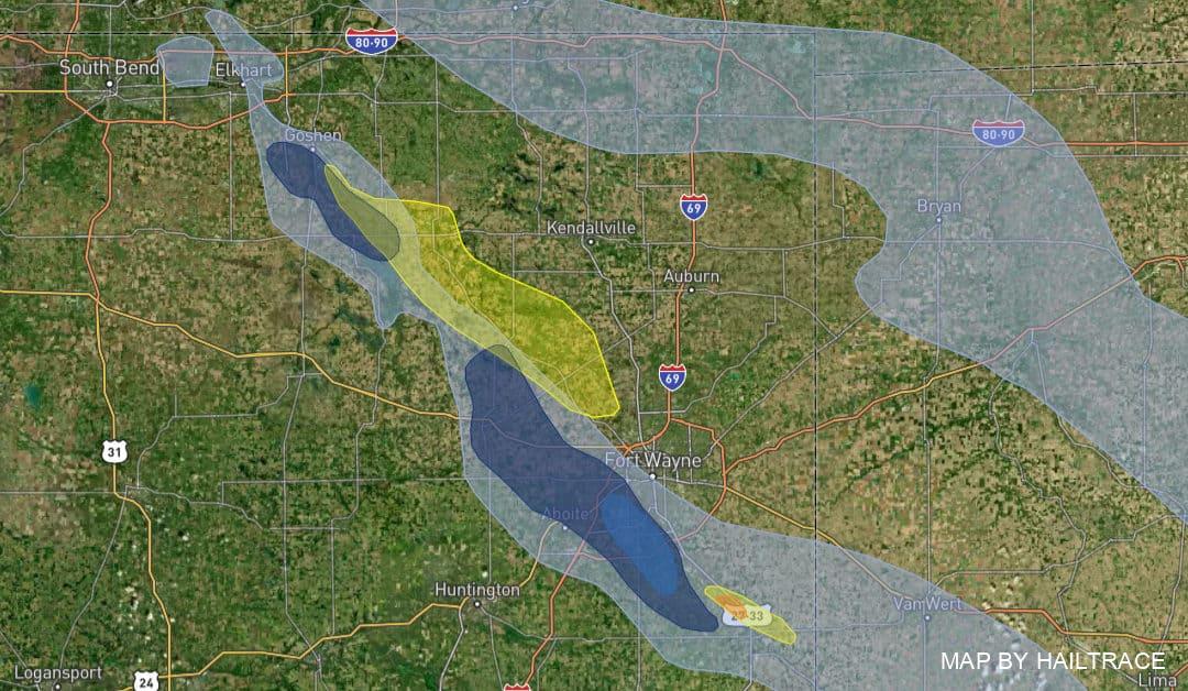 Commercial Roof Inspections in Fort Wayne, Goshen, Northeast Indiana for Wind & Hail Damage Insurance Claims After Storm on June 13, 2022