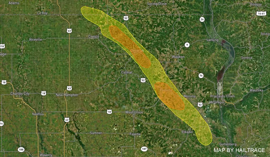 Commercial Roof Inspections in Decorah & Postville, IA for Hail Damage Insurance Claims After Storm on June 28, 2022
