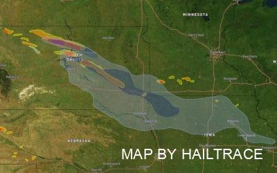 Commercial Roof Inspections in South Dakota & Iowa for Derecho Wind & Hail Damage Insurance Claims After Storm on July 5, 2022