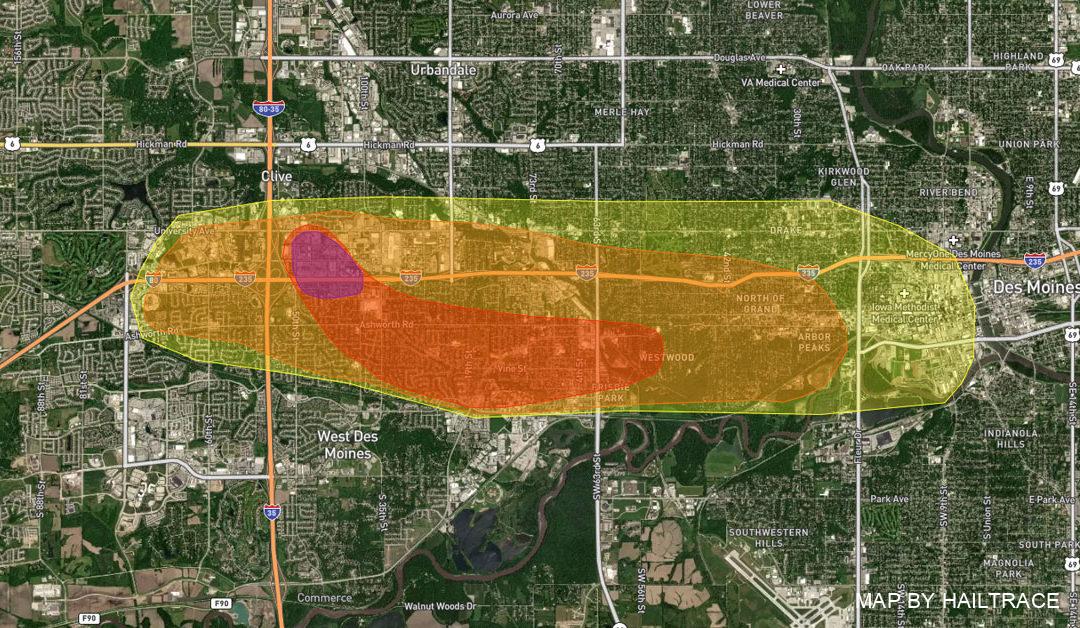 Commercial Roofing Contractor Responds to Roof Hail Damage in West Des Moines & Clive, Iowa After August 19, 2022 Storm Pounds Region