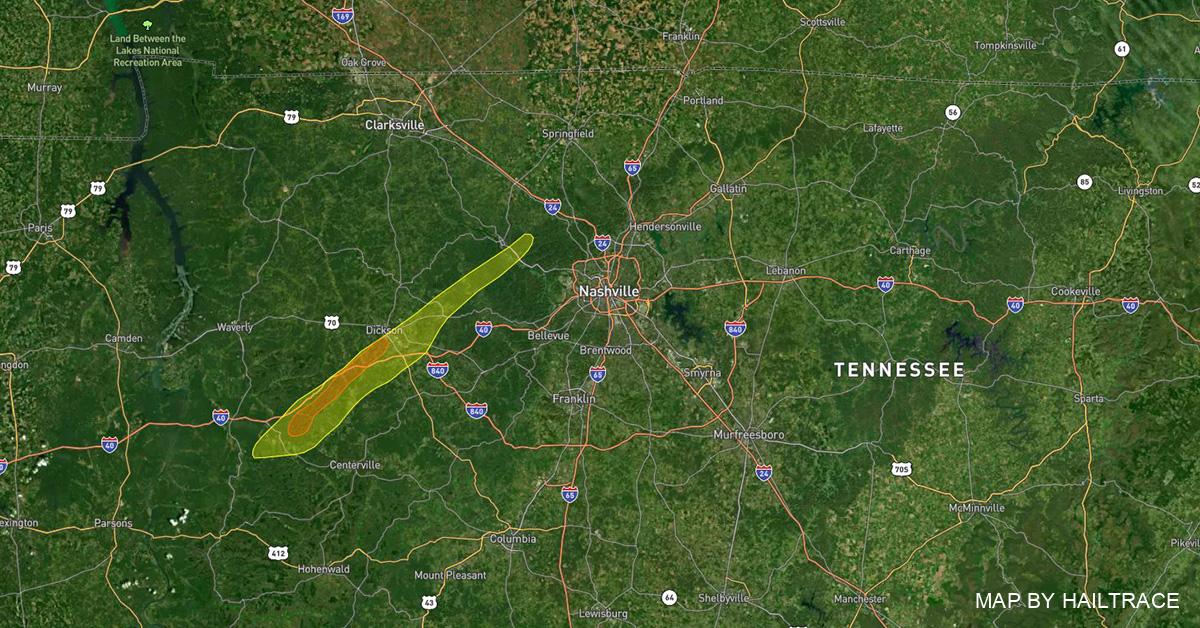 Hail and Wind Damage Map Dickson TN Hail Damage 11/29/2022