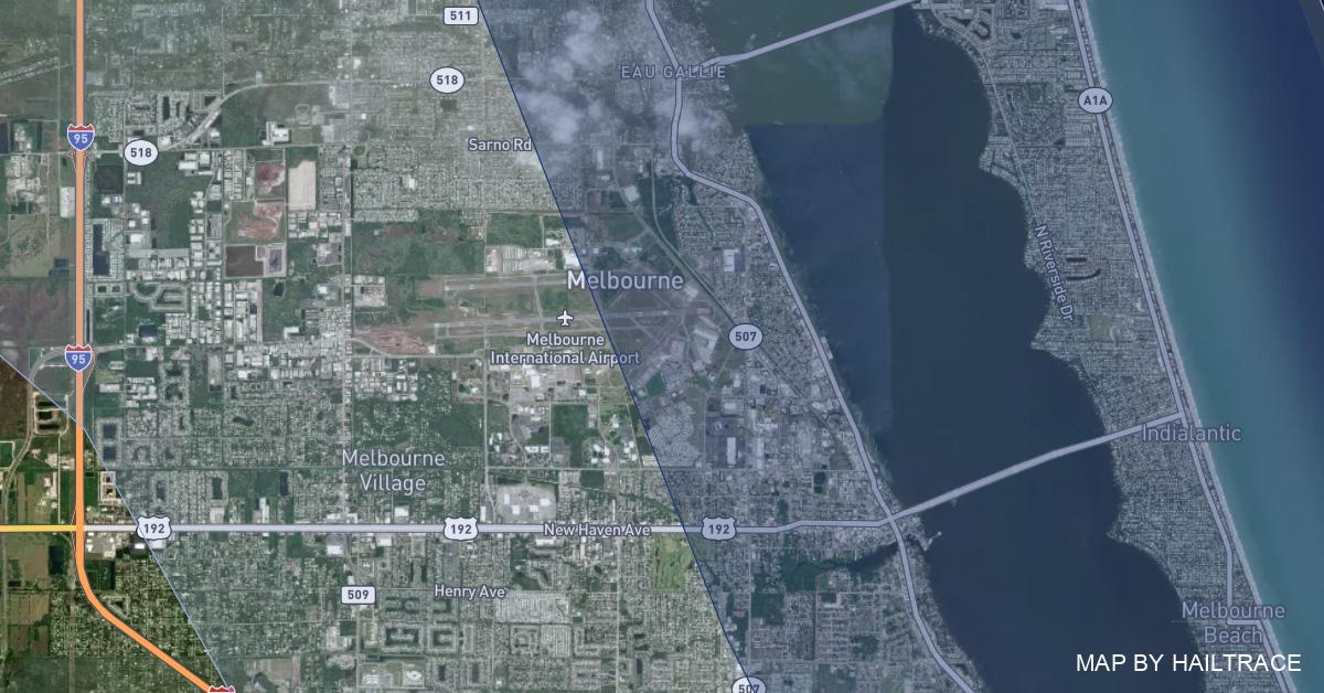 Hail and Wind Damage Map - Melbourne, FL, Hurricane, Wind 11/9/2022