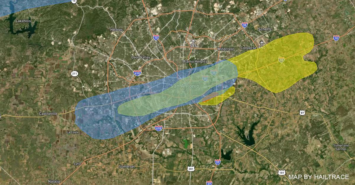 Hail and Wind Damage Map Austin TX, Tornado, Hail 3/2/2023