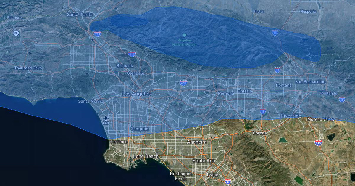 Hail Damage Map, Los Angeles, CA Hail 3/21/2023
