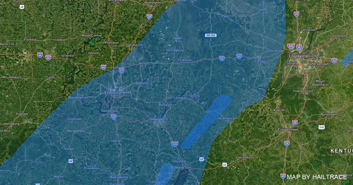 Hail and Wind Damage Map Louisville, KY, Tornado, Hail 3/3/2023